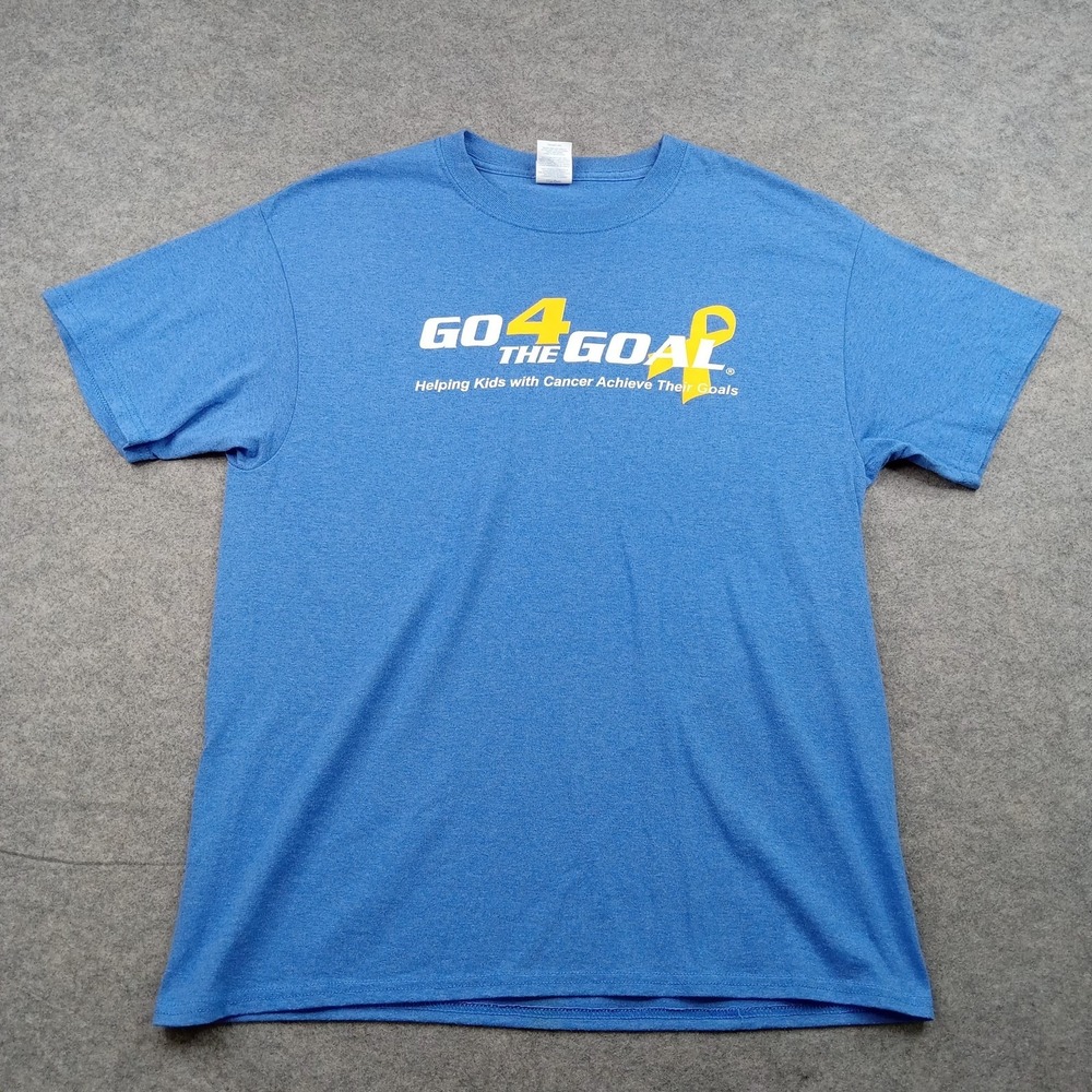 Port & Company Shirt Mens Large Blue Go4theGoal Cancer Ribbon Graphic Tee